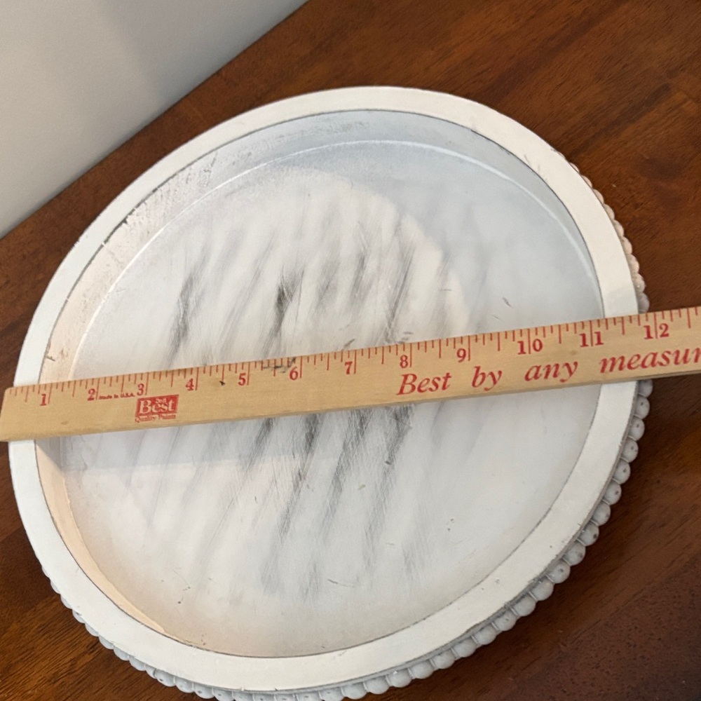 White Decorative Farmhouse Boho Round Tray (Riser) - Picture 6 of 7